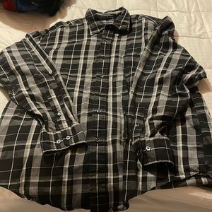 Nautical men’s dress shit long sleeves large black and white check
